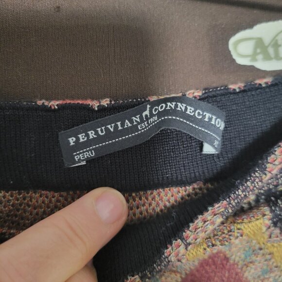 Peruvian Connection 100% Pima Cotton Patterned Flared with Slits Skirt Size XL - Picture 4 of 6